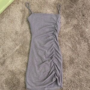 Elegant Gray Ruched Dress